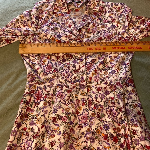 NWOT J. Peterman Size 10 Purple Floral 1947 Long Sleeve Shirt Dress - Picture 7 of 12